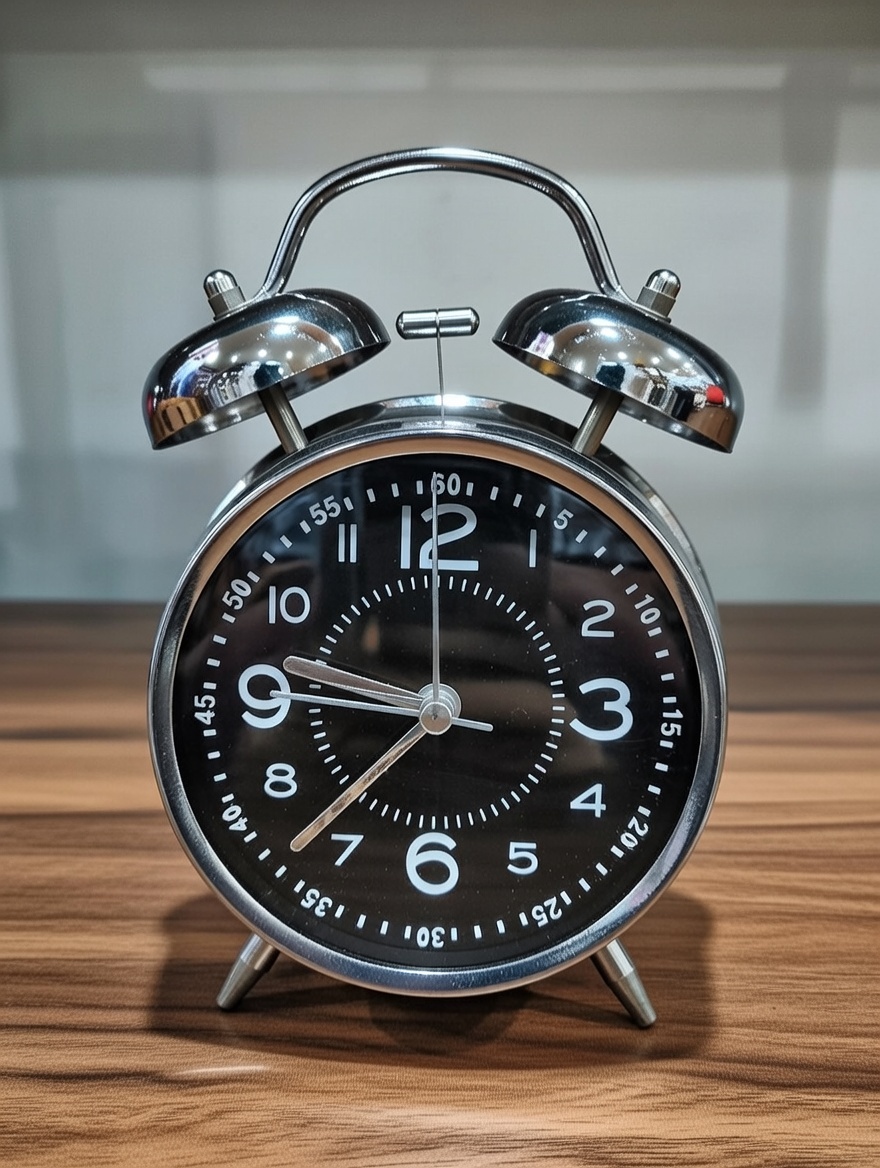 Bell Alarm Silver and Black Clock (TC-202)