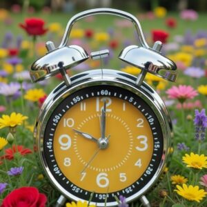 Bell Alarm Silver and Orange Clock(RADIUM) (TC-226)